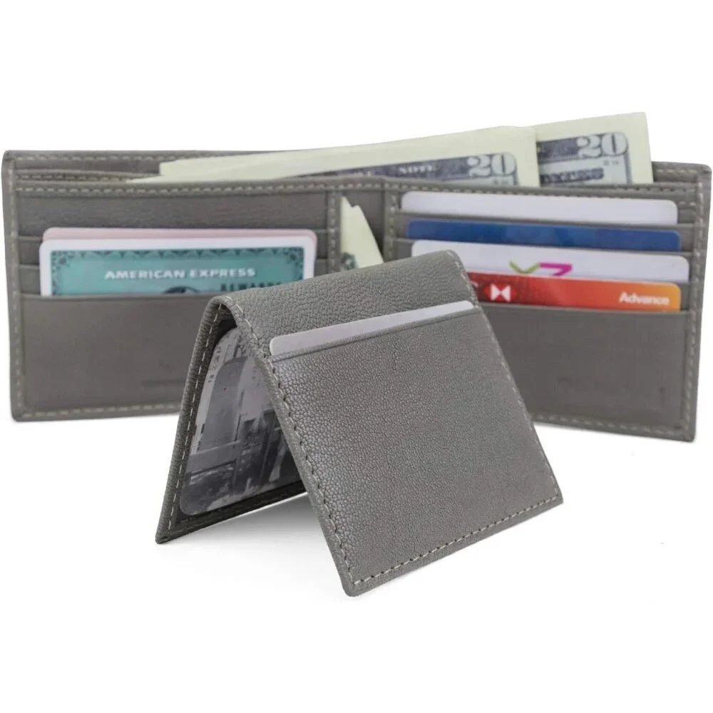 Men's Imported Genuine Leather Luxury Charcoal Bill Pockets Wallet Card Design